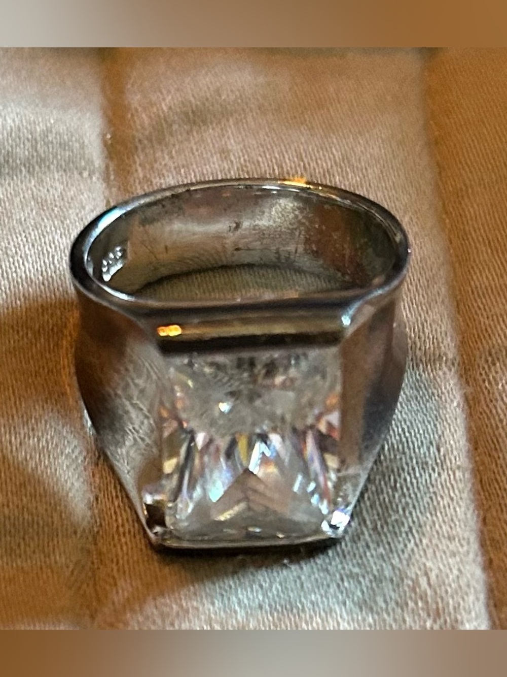 Myka Chunky Silver-Tone Ring with Square Clear Stone